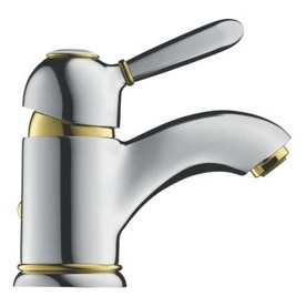 Grifo de lavabo monomando clásico contemporáneo con dorados