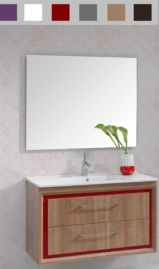 mueble de baño Carrera, acabado madera firma Valman