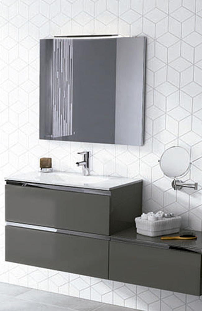 mueble baño gris oscuro brillo firma Royo