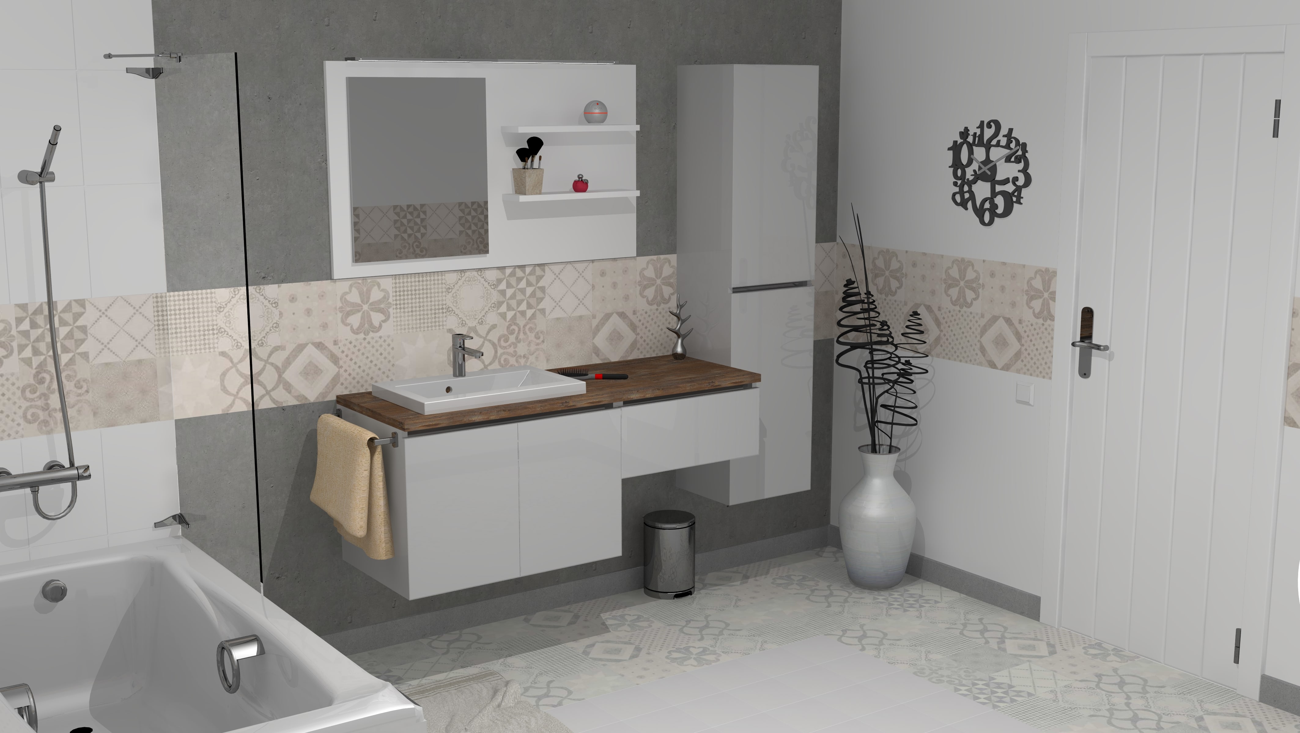 Render de baño con azulejos hecho con Teowin Render de baño con azulejos hecho con Teowin