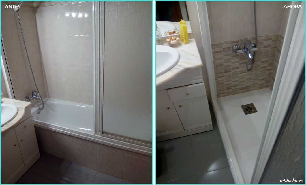 Bañera por ducha y revestimiento antiguo suelto